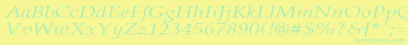 Fonte PalisadebroadItalic – fontes verdes em um fundo amarelo