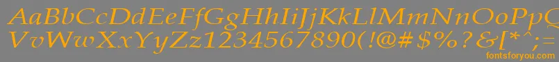 フォントPalisadebroadItalic – オレンジの文字は灰色の背景にあります。