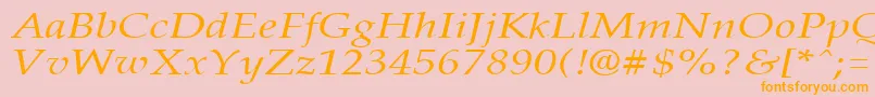 PalisadebroadItalic-Schriftart – Orangefarbene Schriften auf rosa Hintergrund