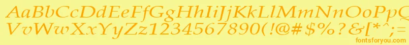 Fonte PalisadebroadItalic – fontes laranjas em um fundo amarelo