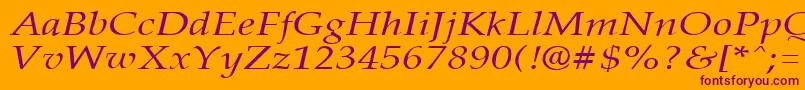 PalisadebroadItalic-fontti – violetit fontit oranssilla taustalla