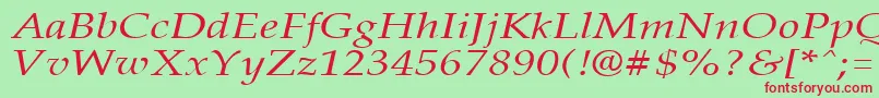 Fonte PalisadebroadItalic – fontes vermelhas em um fundo verde