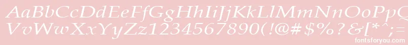 Fonte PalisadebroadItalic – fontes brancas em um fundo rosa