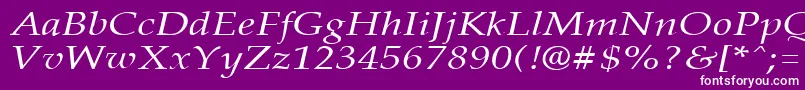 PalisadebroadItalic-fontti – valkoiset fontit violetilla taustalla