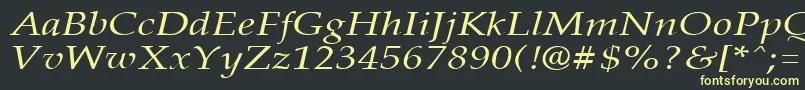 PalisadebroadItalic-fontti – keltaiset fontit mustalla taustalla