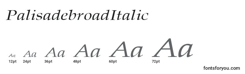 Größen der Schriftart PalisadebroadItalic