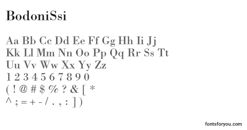 A fonte BodoniSsi – alfabeto, números, caracteres especiais