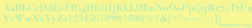 フォントBodoniSsi – 黄色い背景に緑の文字