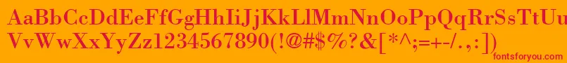 BodoniSsi-Schriftart – Rote Schriften auf orangefarbenem Hintergrund
