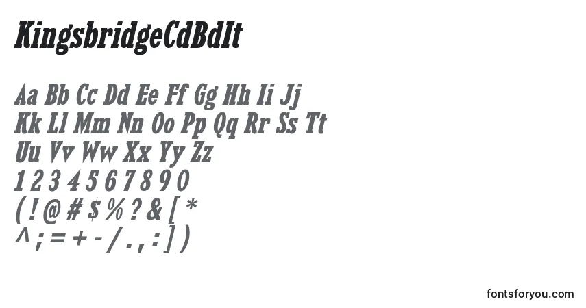 Czcionka KingsbridgeCdBdIt – alfabet, cyfry, specjalne znaki