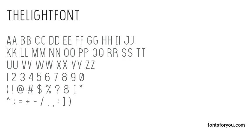 Schriftart Thelightfont (84335) – Alphabet, Zahlen, spezielle Symbole