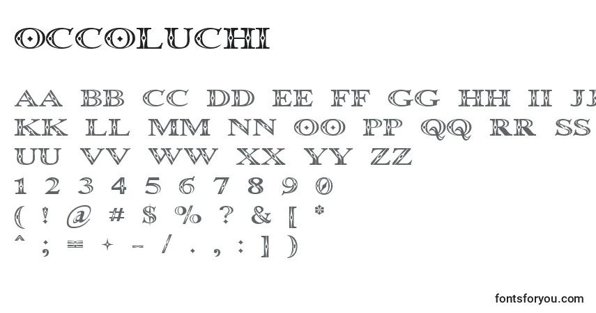 A fonte Occoluchi – alfabeto, números, caracteres especiais