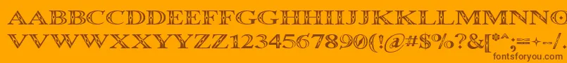 Occoluchi-Schriftart – Braune Schriften auf orangefarbenem Hintergrund