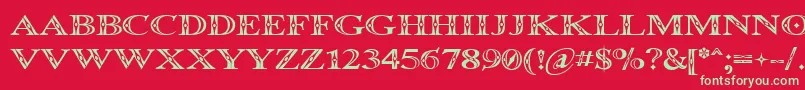 Occoluchi-Schriftart – Grüne Schriften auf rotem Hintergrund