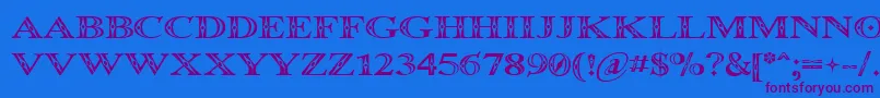 Occoluchi-Schriftart – Violette Schriften auf blauem Hintergrund