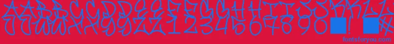 GraffitiFont-fontti – siniset fontit punaisella taustalla
