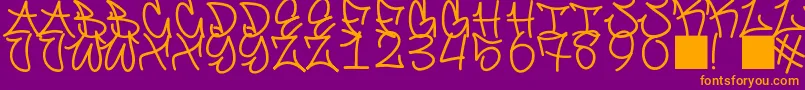 GraffitiFont-fontti – oranssit fontit violetilla taustalla