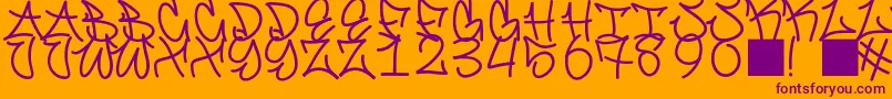 GraffitiFont-Schriftart – Violette Schriften auf orangefarbenem Hintergrund