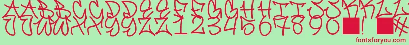 GraffitiFont-Schriftart – Rote Schriften auf grünem Hintergrund