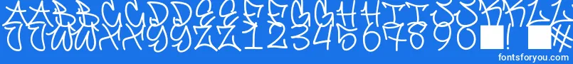 Czcionka GraffitiFont – białe czcionki na niebieskim tle