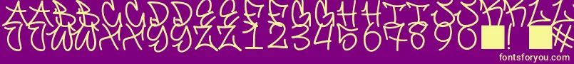 Fonte GraffitiFont – fontes amarelas em um fundo roxo