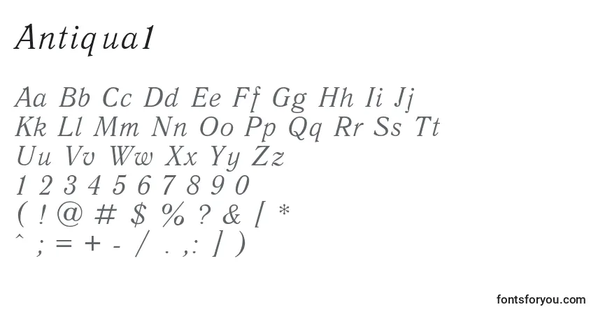 Antiqua1-fontti – aakkoset, numerot, erikoismerkit