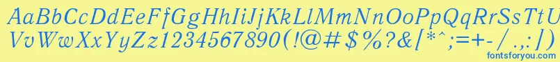 フォントAntiqua1 – 青い文字が黄色の背景にあります。