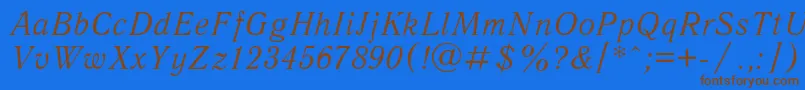 フォントAntiqua1 – 茶色の文字が青い背景にあります。