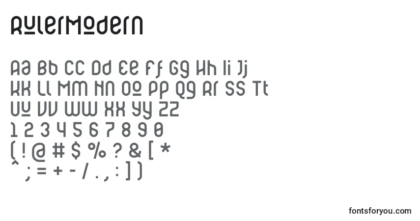 A fonte RulerModern – alfabeto, números, caracteres especiais
