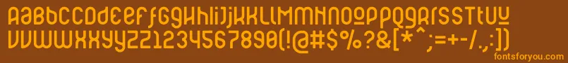 フォントRulerModern – オレンジ色の文字が茶色の背景にあります。