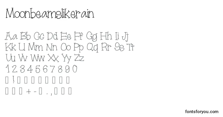 Шрифт Moonbeamslikerain – алфавит, цифры, специальные символы