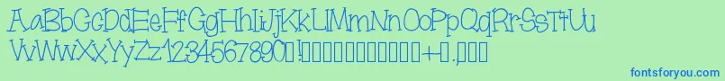 Шрифт Moonbeamslikerain – синие шрифты на зелёном фоне
