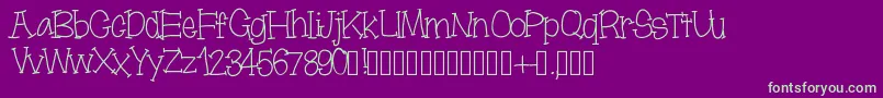 フォントMoonbeamslikerain – 紫の背景に緑のフォント