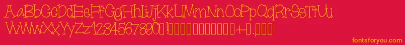 フォントMoonbeamslikerain – 赤い背景にオレンジの文字