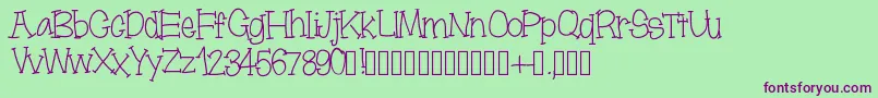 フォントMoonbeamslikerain – 緑の背景に紫のフォント