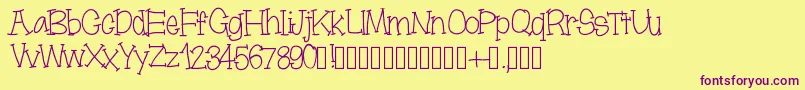 Шрифт Moonbeamslikerain – фиолетовые шрифты на жёлтом фоне