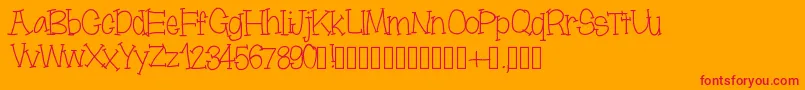 フォントMoonbeamslikerain – オレンジの背景に赤い文字