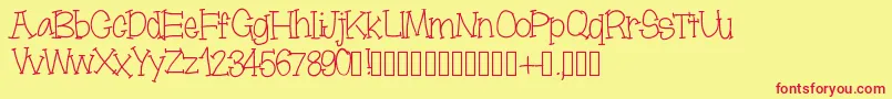 Шрифт Moonbeamslikerain – красные шрифты на жёлтом фоне