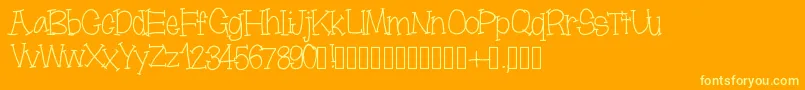 Moonbeamslikerain-Schriftart – Gelbe Schriften auf orangefarbenem Hintergrund
