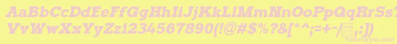 TyposterItalicDemo-fontti – vaaleanpunaiset fontit keltaisella taustalla