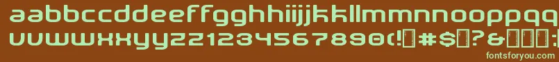 フォントNewDetroit – 緑色の文字が茶色の背景にあります。