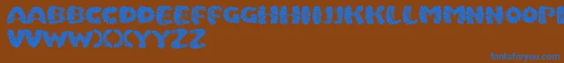 Marmeladpersonaluse-Schriftart – Blaue Schriften auf braunem Hintergrund