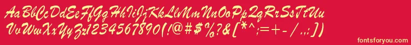 Fonte Roscherkdl – fontes amarelas em um fundo vermelho