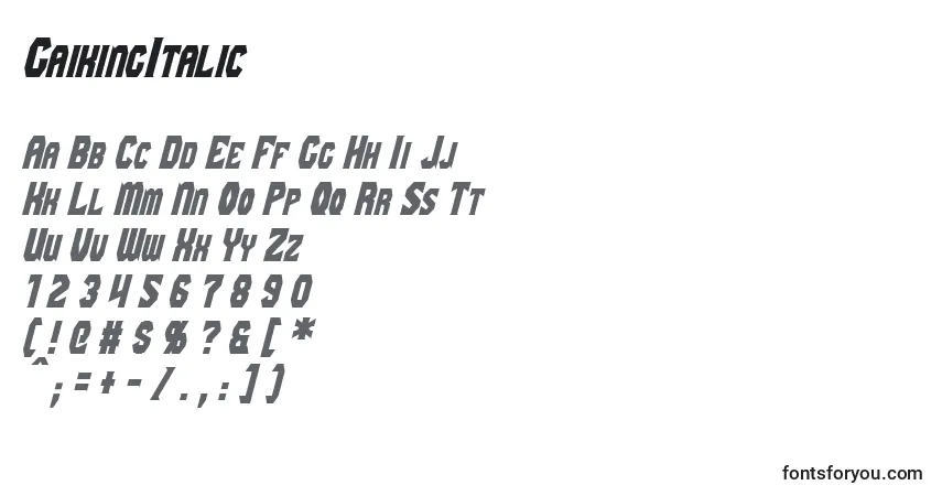 Schriftart GaikingItalic – Alphabet, Zahlen, spezielle Symbole