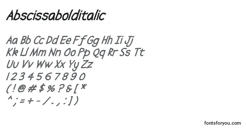 Шрифт Abscissabolditalic – алфавит, цифры, специальные символы