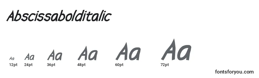 Размеры шрифта Abscissabolditalic