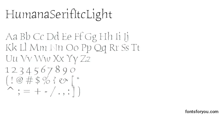HumanaSerifItcLightフォント–アルファベット、数字、特殊文字