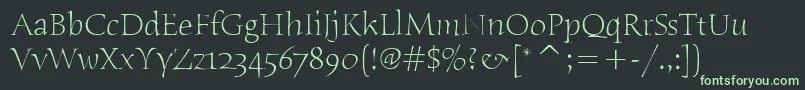 Fonte HumanaSerifItcLight – fontes verdes em um fundo preto