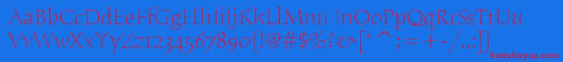 HumanaSerifItcLight Font – Red Fonts on Blue Background