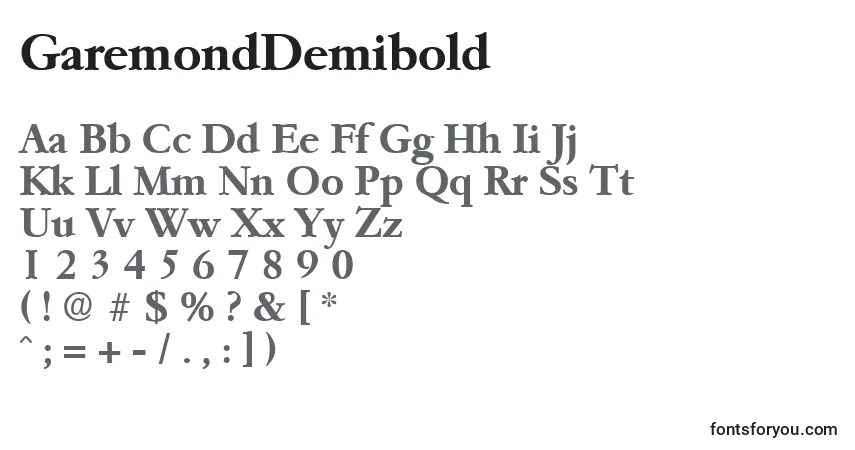 Шрифт GaremondDemibold – алфавит, цифры, специальные символы